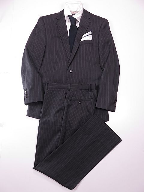 【送料無料】ビサルノ VISARUNO シングルスーツ 春秋冬 カノニコ生地 スーパー120 グレー ピンストライプ S拍卖