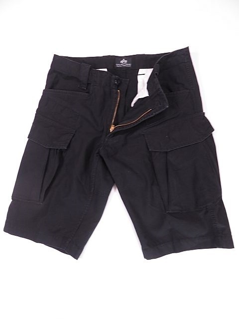 【送料無料】アルファ ALPHA カーゴパンツ ハーフパンツ ミリタリー ブラック 黒 M拍卖