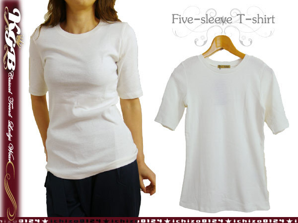 LL 白 5分袖 Tシャツ カットソー レディース コットン 綿 定番 無地 新品拍卖