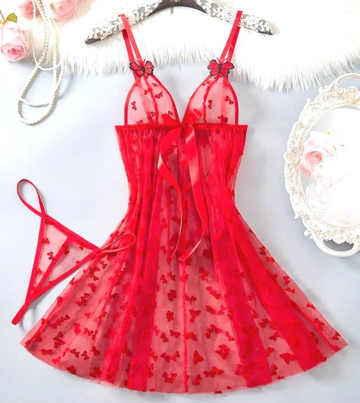 ◆ ラグジュアリーエレガントメッシュ スリップ LL-81(バスト93-101cm 着丈約81cm)レッド系♪新品:大きいサイズ◆送料230円(匿名)◆拍卖