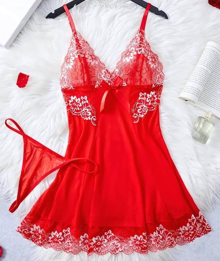 ◆ ラグジュアリーフローラルレース スリップ L-72(バスト86-94cm 着丈 約72cm) レッド系♪新品:大きいサイズ◆送料230円(匿名)◆拍卖