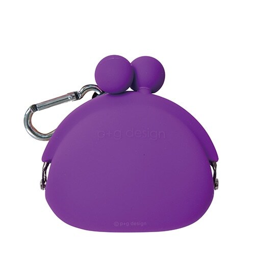 @【即決】▽シリコン製 がま口ポーチ▽POCHIBI ピージーデザイン カラビナ付き パープル 紫 コインケース 小銭入れ 小さめ//783627拍卖