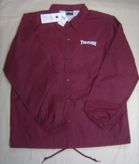 送料無料 セール15% THRASHER スラッシャー ナイロン コーチジャケット マグロゴ バックプリント ジャケット上着 エンジ XL TH8901C 新品拍卖