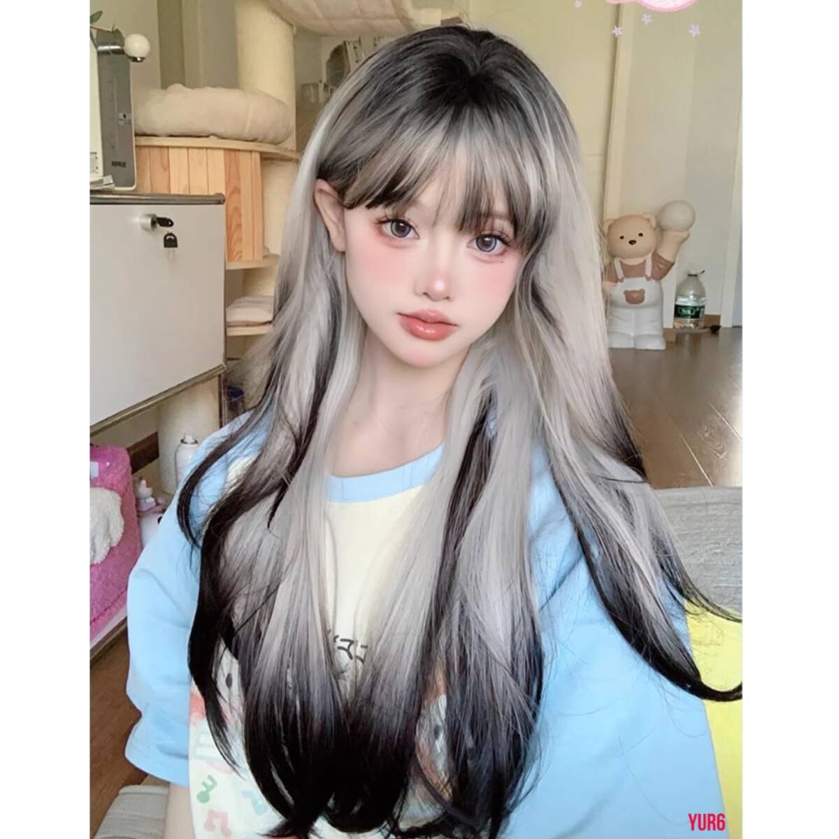 ハイトーン レディース ロング ウィッグ フルウィッグ 耐熱ファイバー かつら カーリー 小顔効果 I型つむじ 通気性 イベント 普段使い拍卖