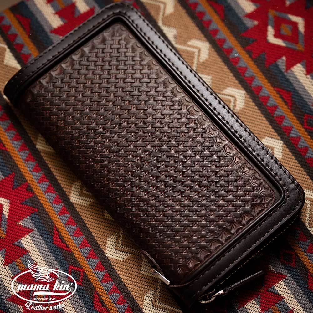 カービング/ラウンドファスナー長財布/レザーウォレット/ヌメ革/サドルレザー/ライダースウォレット/バイカーズウォレット/rf009cv84br03拍卖