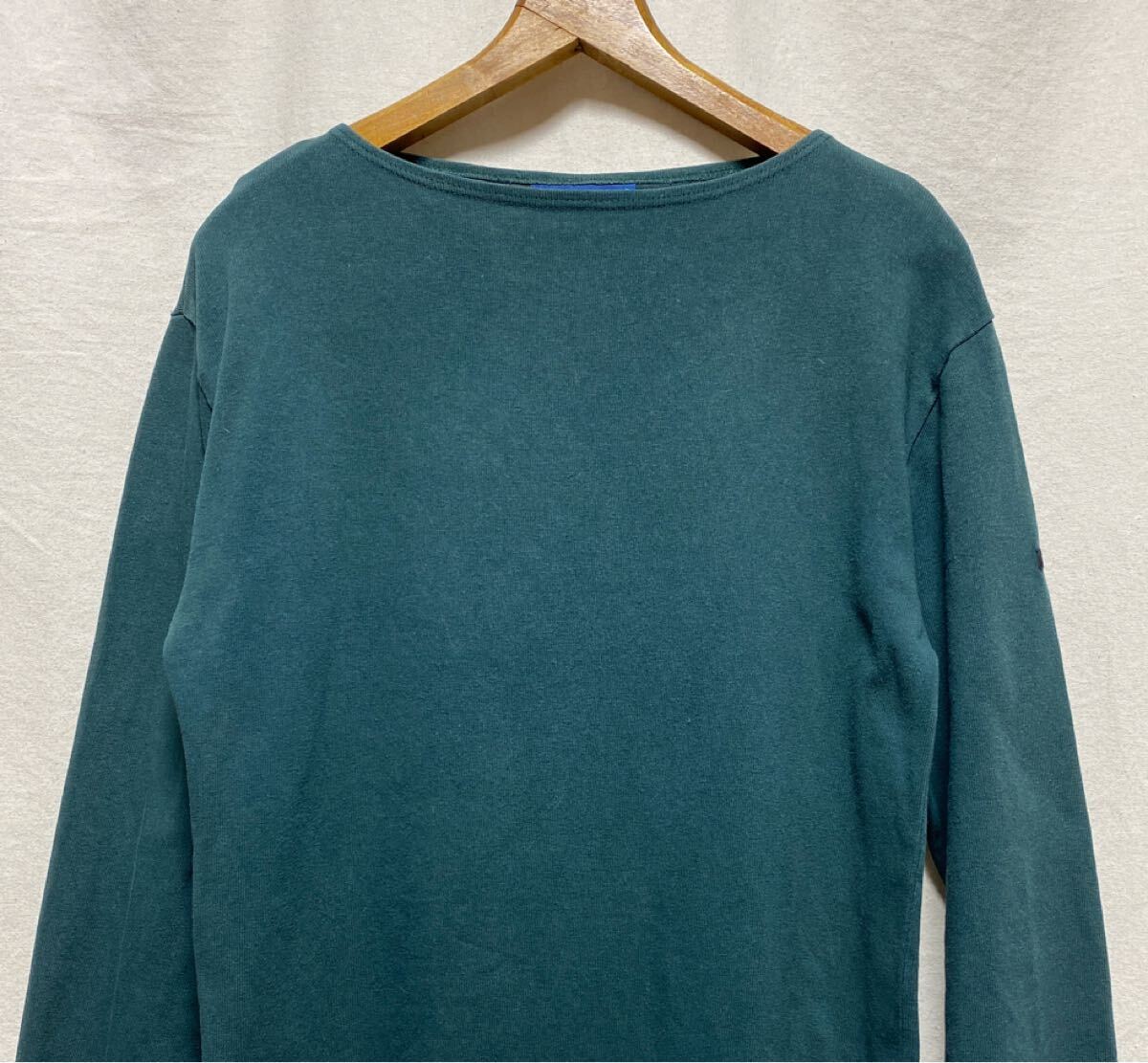 フランス製 セントジェームス ウエッソン ボートネックTシャツ グリーン 5 無地 古着 バスクシャツ SAINT JAMES 長袖Tシャツ ロンT拍卖