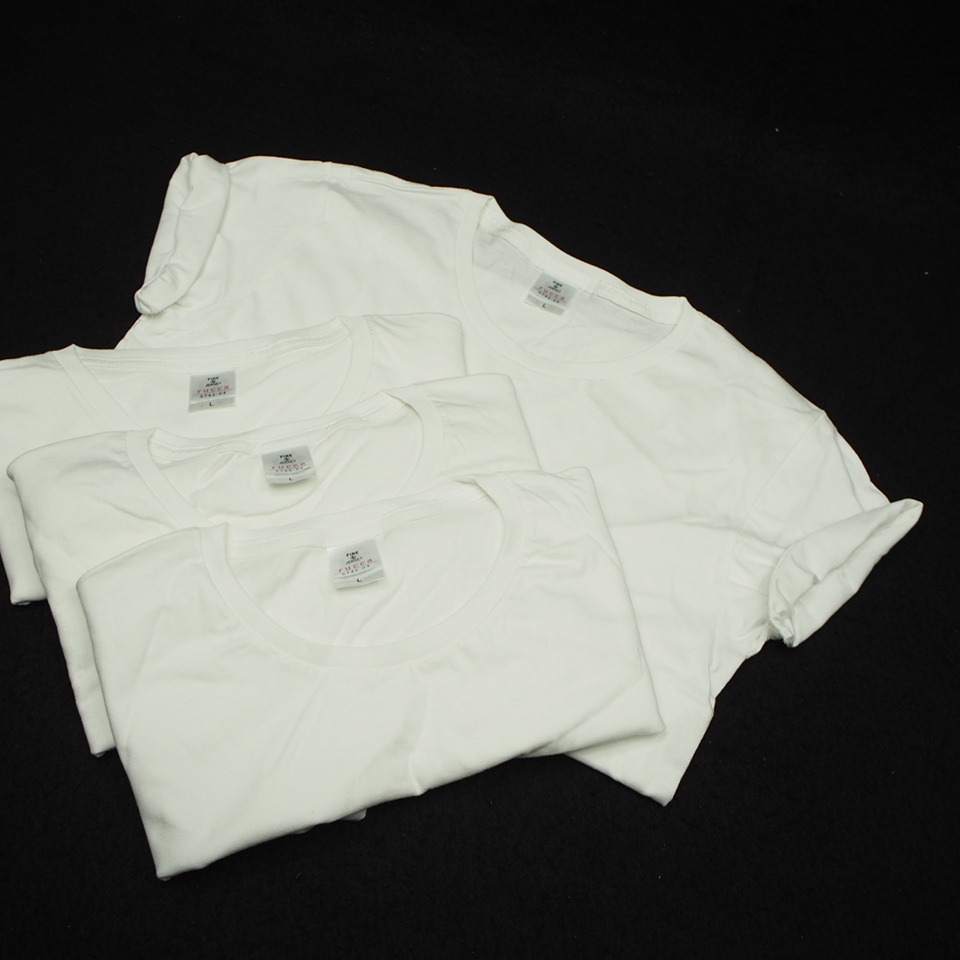 特価!! 新品 未使用! RUCCA ルッカ Lサイズ レディース 5745-04 綿 コットン100% 4枚セット 無地 白 半袖拍卖