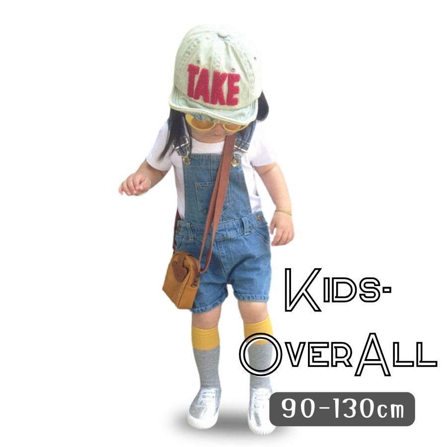 新品 送料無料 110cm オーバーオール 夏用 涼しい デニム 半ズボン 韓国子供服 かわいい キッズ ボーイズ ガールズ カジュアル拍卖