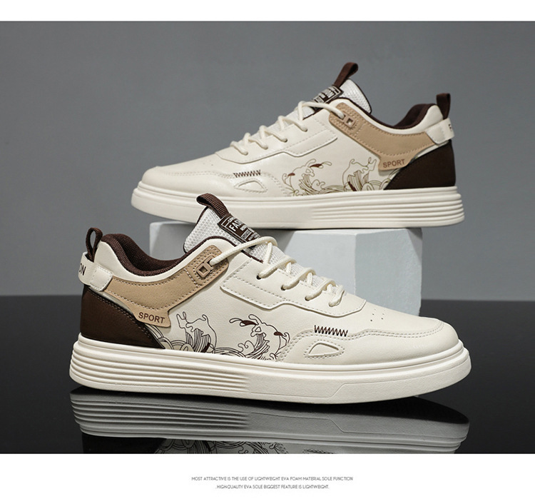 新品上質 サイズ選択可スニーカー 靴 メンズ 厚底 運動 幅広 シンプル 安い カジュアル ベージュ 27CM 拍卖