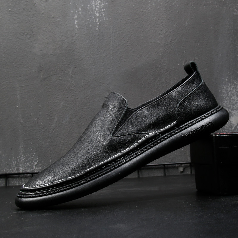 新品ローファー メンズ スリッポン 本革 ビジネスシューズ 牛革 スニーカー ドライビングシューズ カジュアル ブラック 25.5cm拍卖