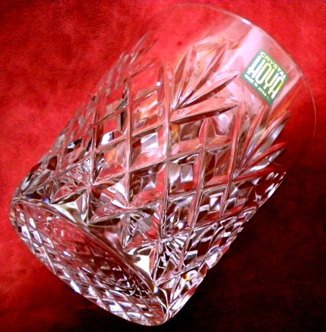 売切 HOYA クリスタル カット ロックグラス 容量大300cc 1客 D/F 纏購入特典有 寸法φ上87下64×H93mm 重量350g 口元厚1.5mm 底厚16mm 拍卖