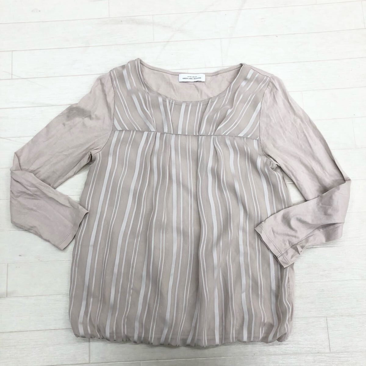 1722〓 UNITED ARROWS GREEN LABEL RELAXINGユナイテッドアローズ グリーンレーベルリラクシング ブラウス レディース サイズ不明 ベージュ拍卖