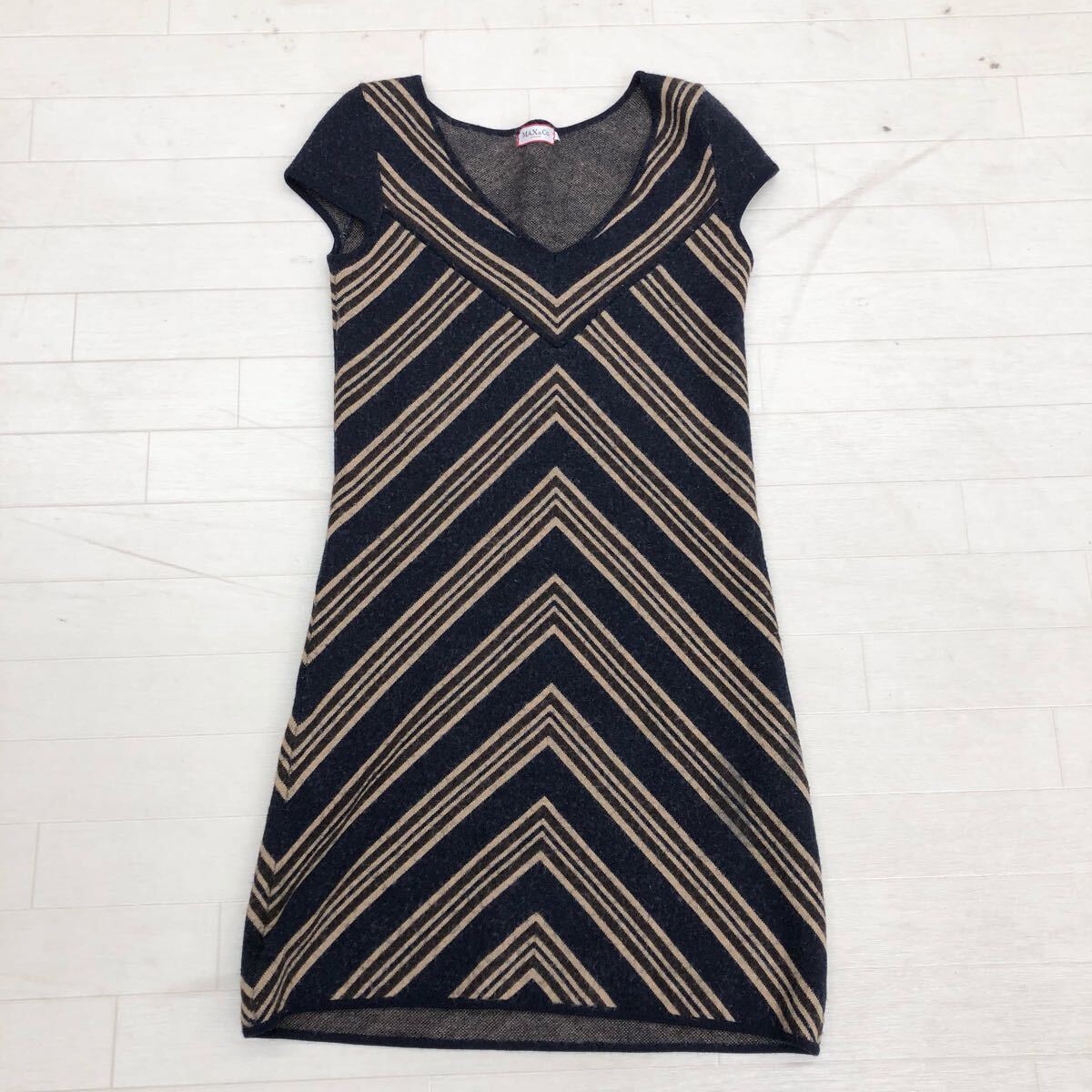 1727〓 Max&Co. マックスアンドコー チュニック レディース サイズS ダークネイビー ダークブラウン ブラウン トップス ワンピース拍卖