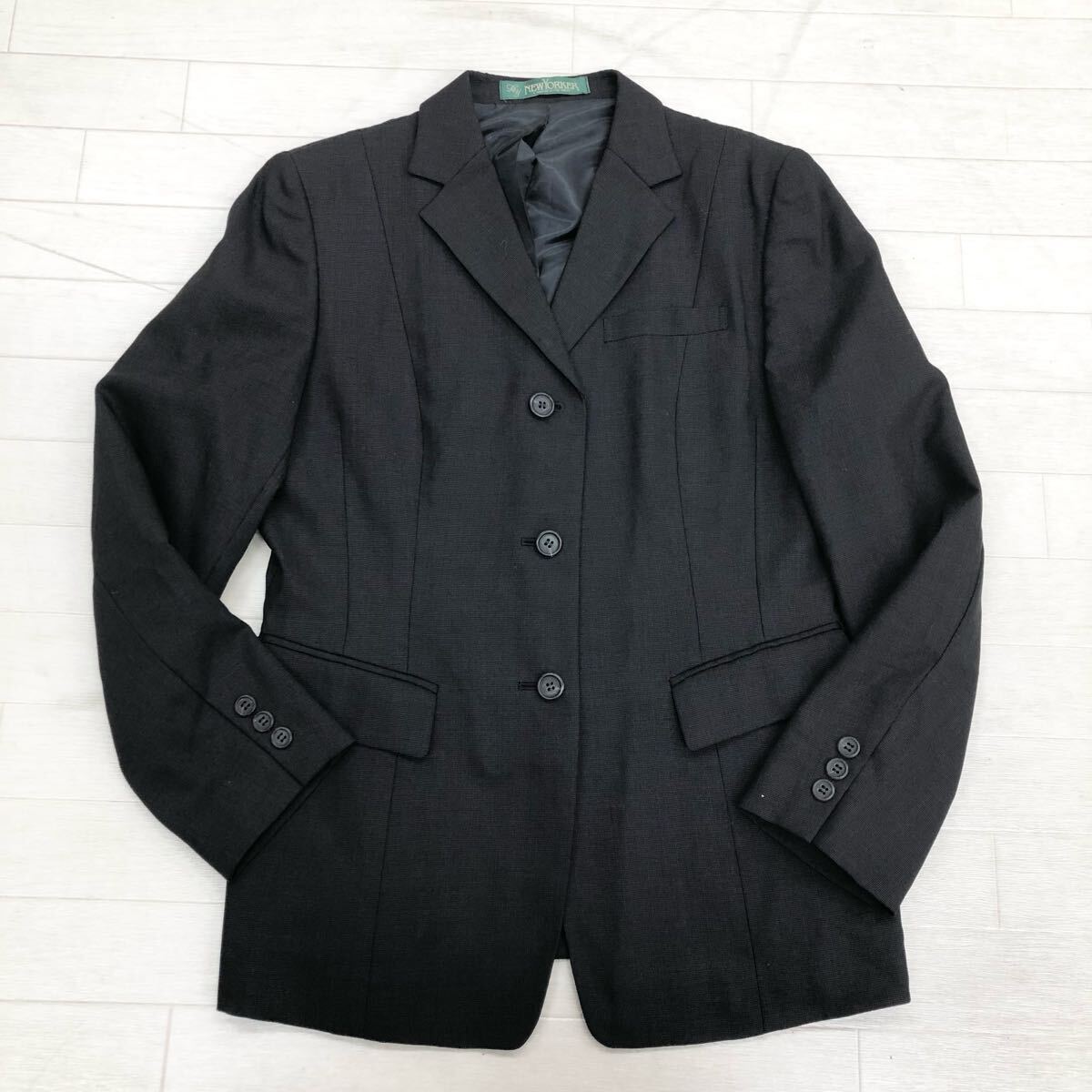 1728〓 NEWYORKER ニューヨーカー テーラードジャケット レディース サイズ9AR ブラック トップス 上着 3ボタン シルク混拍卖
