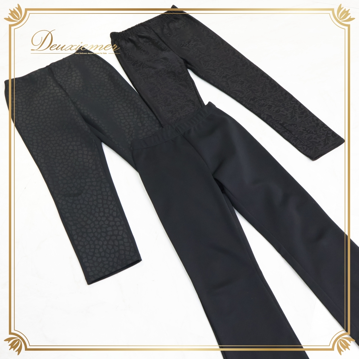 『送料無料』【スポーツウェア まとめ売り】全3点 セット レギンス スパッツ ボトムス ズボン 黒 柄 伸縮 レッスン ヨガ ダンス 練習着拍卖