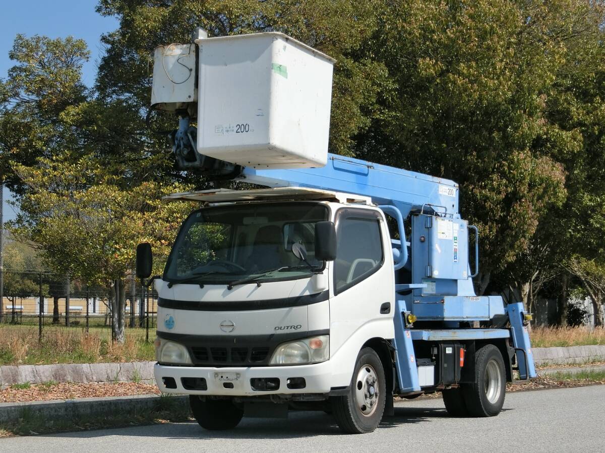 ★全車両試乗チェック済み★H18年式日野デュトロ★高所作業車★アイチ製SS12A★作業床高11.9m★走行47.100㎞★修復歴・無★予備検査付き★拍卖