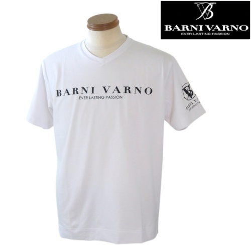 【春夏SALE】バーニヴァーノ/BARNIVARNO スポーツV半袖Tシャツ LLサイズ 048-白拍卖