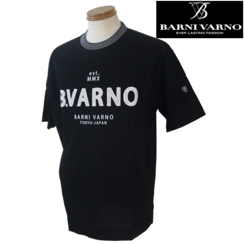 【春夏SALE】バーニヴァーノ/BARNIVARNO サガラ刺繍半袖Tシャツ Lサイズ 037-黒拍卖