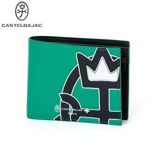 CASTELBAJAC カステルバジャック 牛革 2つ折り財布 人気デザイン グリーン この他にも出品中♪ ca22077拍卖