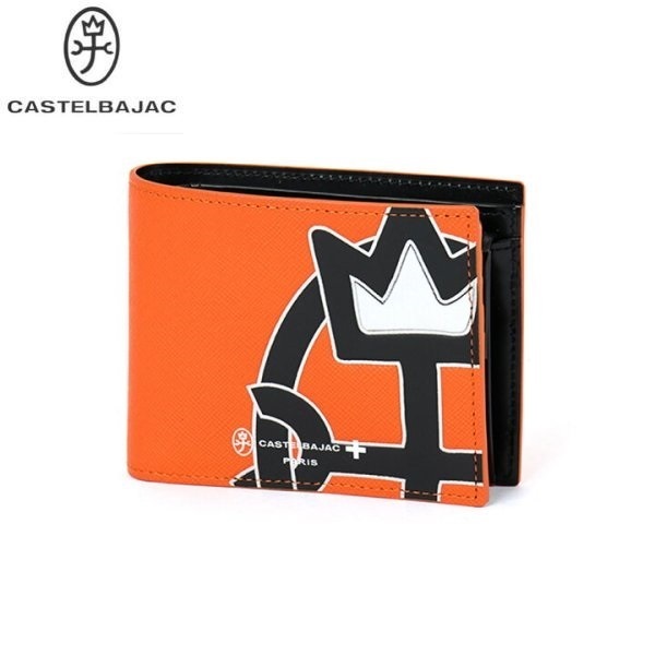 CASTELBAJAC カステルバジャック 牛革 2つ折り財布 人気デザイン オレンジ この他にも出品中♪ ca22078拍卖