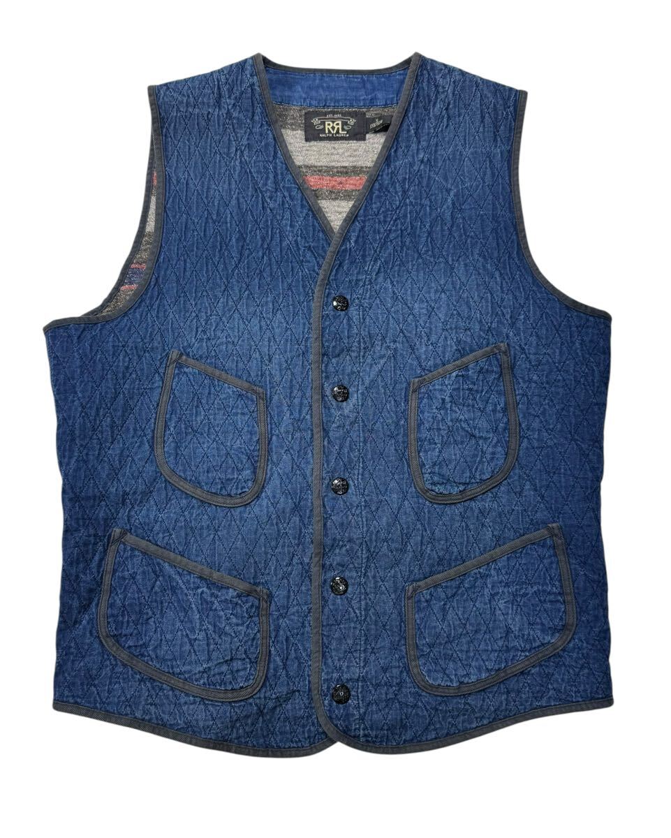 RRL INDIGO QUILTING BADGETT VEST ダブルアールエル インディゴ 本藍染め ベスト 刺し子 S拍卖