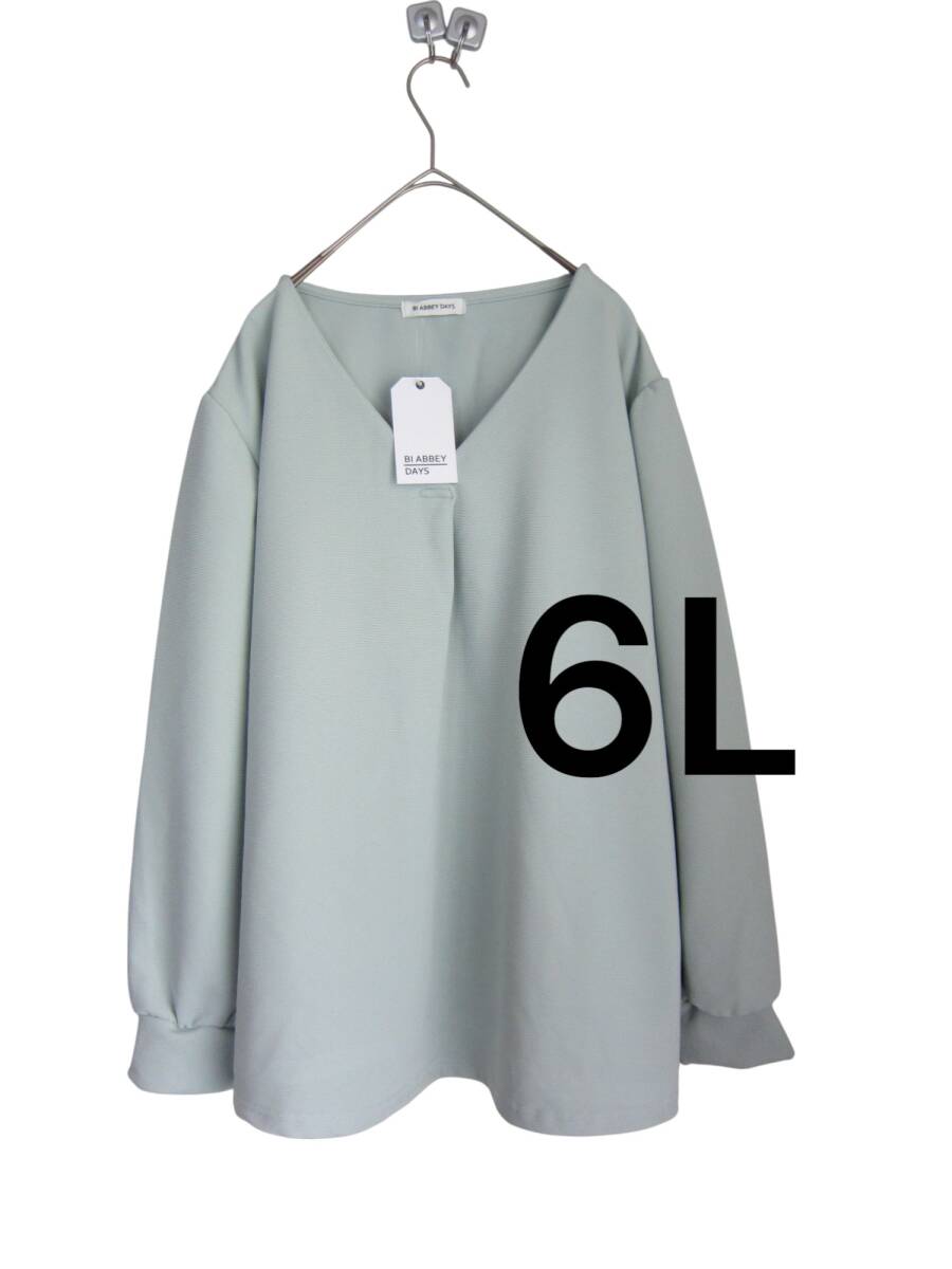 送料無料 H17 新品 【6L】 BI ABBEY DAYS ライトグリーン 長袖 カットソー 大きいサイズ ゆうパケットプラス拍卖
