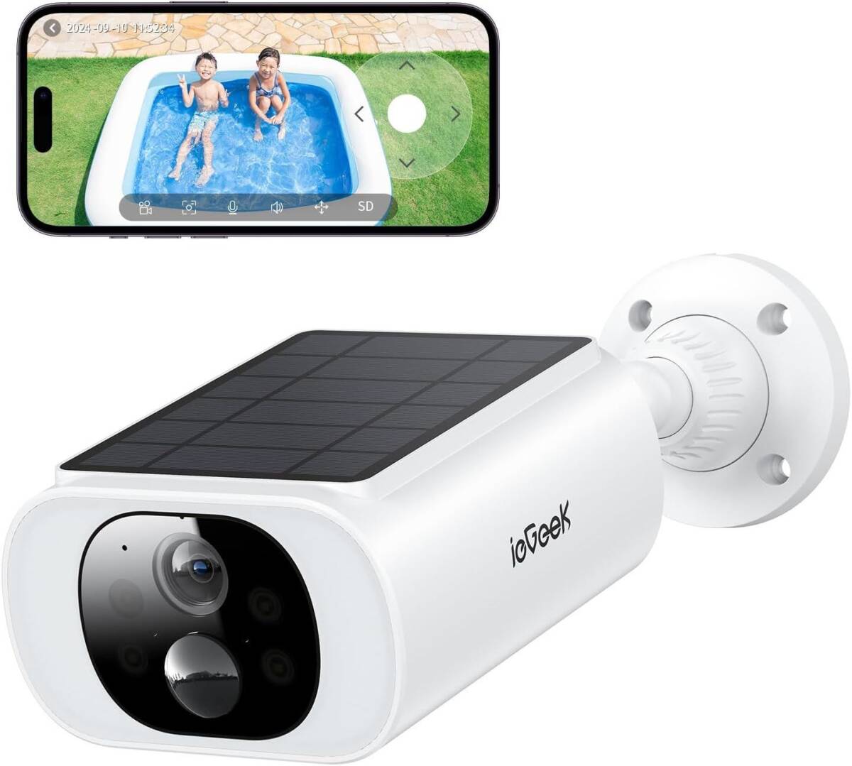 【新品未使用】2025 ソーラーパネル一体型・高効率充電 ieGeek 防犯カメラ 屋外 ソーラー 一体型 ワイヤレス拍卖