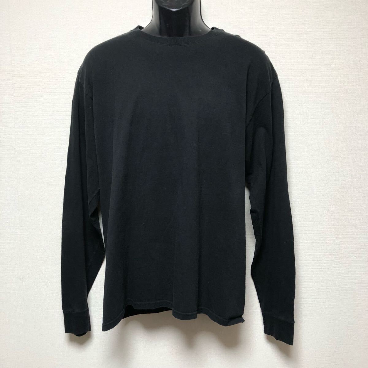 Champion /チャンピオン メンズXL 長袖 Tシャツ トップス ロンT 黒 無地 ワンポイント刺繍 アメカジ スポーツ 古着拍卖