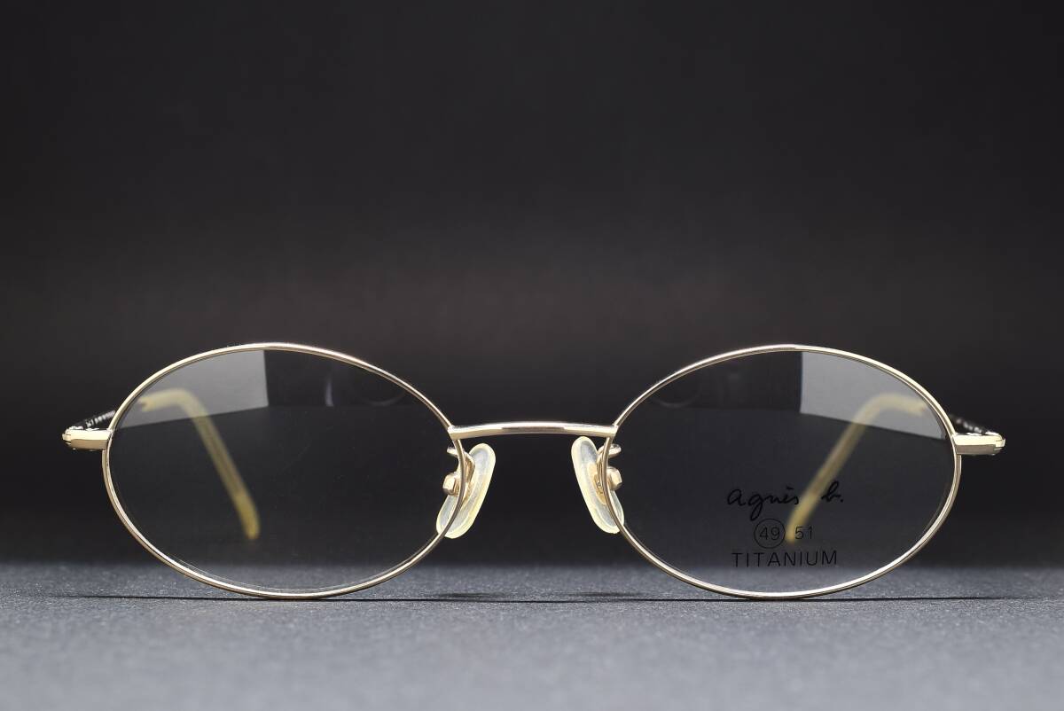 デッドストック agnes b AB-1050 PX 49-19 チタン製 オーバル メガネ サングラス フレーム ゴールド ヴィンテージ アニエスべー 日本製拍卖