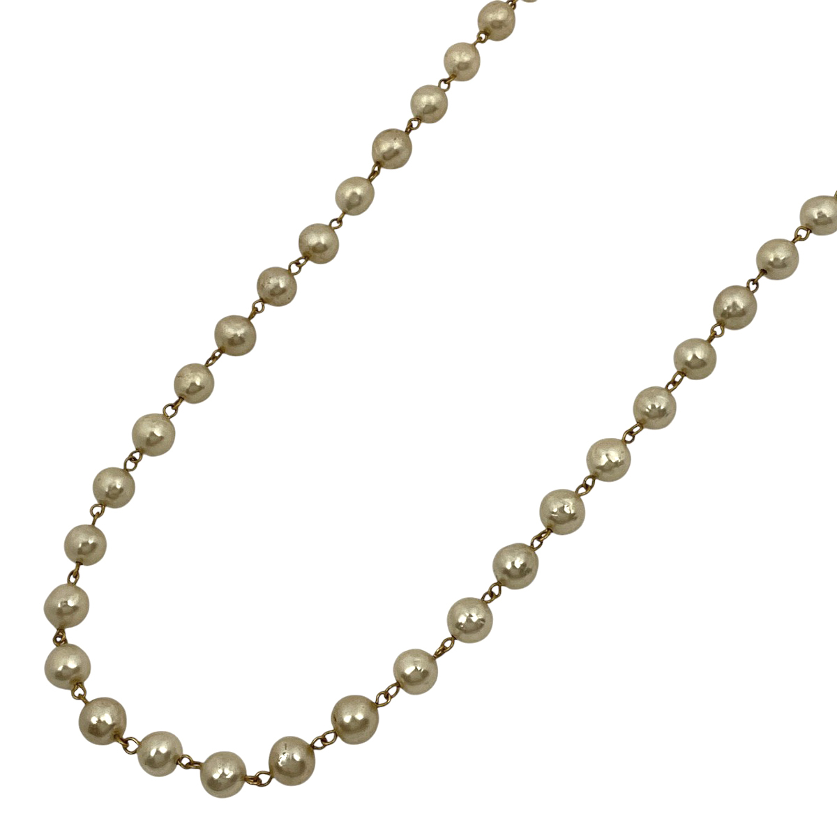 シャネル CHANEL フェイクパール ネックレス ロング 2連 ネックレス GP ホワイト ゴールド レディース 【中古】拍卖