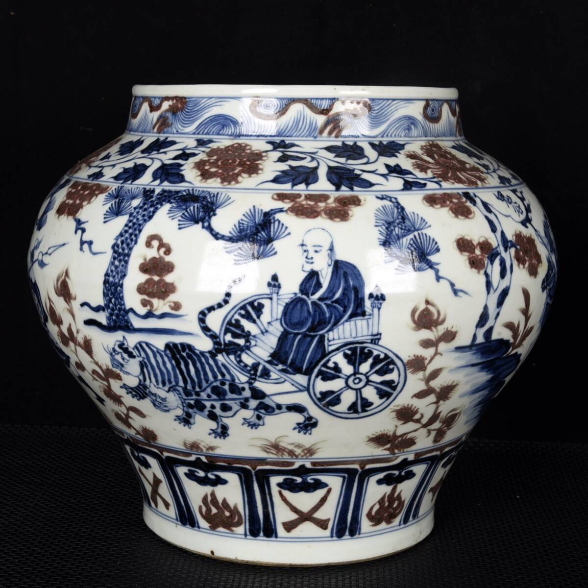 『元・古陶瓷品・青花・釉里紅・鬼谷子下山紋・罐・文房具・染付・唐物』極細工 置物古賞物 中国古玩 中国古美術拍卖