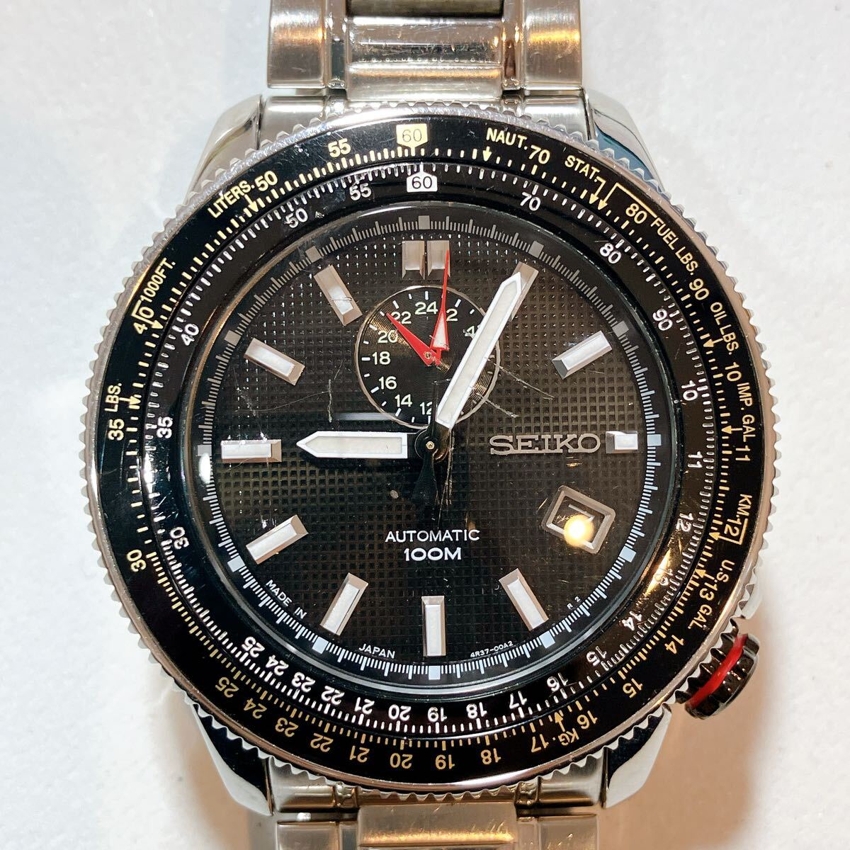 SEIKO 自動巻き オートマチック スケルトン 腕時計 ラウンド 黒文字盤 シルバーカラー 現在稼働品 可動 メンズ【345】拍卖