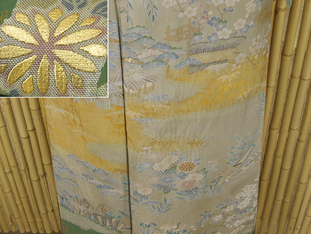 【京かんざし】858★白山紬 創作訪問着 本加工 絞り 身丈169 cm裄丈65 cm★即決送料無料!拍卖
