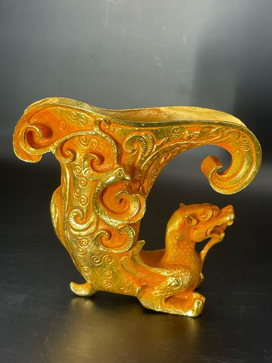 中国古代清代 古い金酒盃 時代物 中国古玩 縁起物 風水運勢UP 開運 置物拍卖