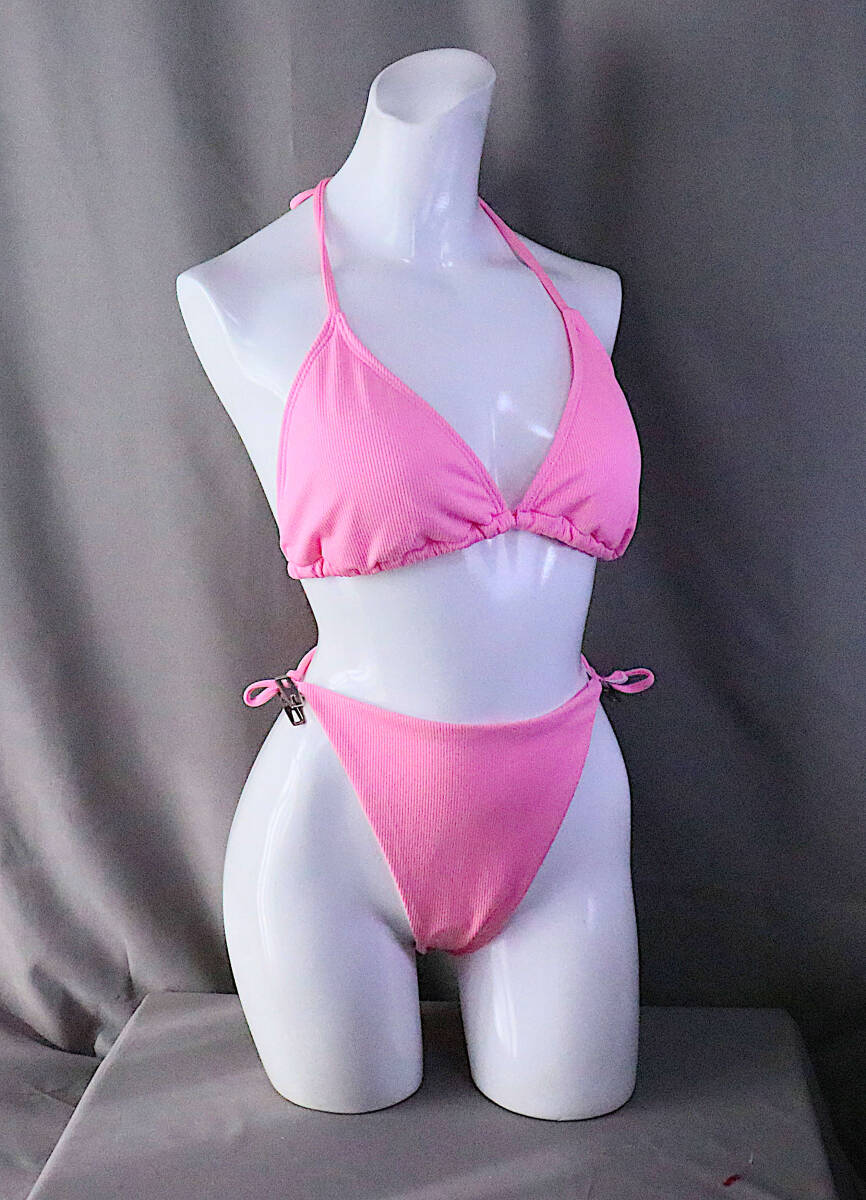 (^^♪ 未使用品 ハイレグ三角ビキニ PINK XL ユウパケット可拍卖