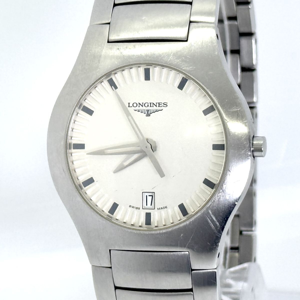 O4641 LONGINES ロンジン オポジション 36mmL3.617.4 QZ デイトホワイト文字盤 メンズ 腕時計拍卖