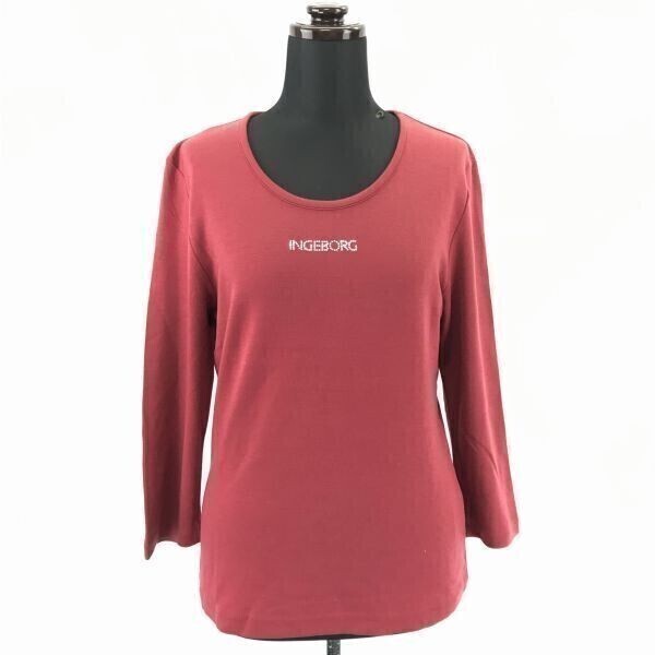 インゲボルグ INGEBORG 七分袖/カットソー L 赤系 テンセル ロンT拍卖