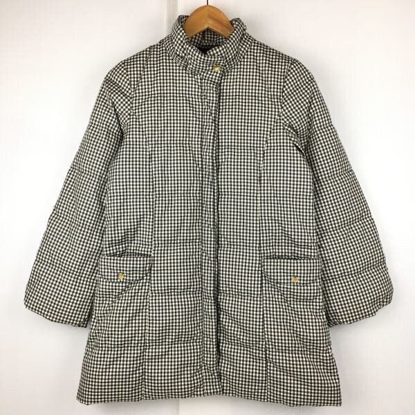 お子様用150cm UNIQLO/ユニクロ 80%ダウンジャケット 黒×白 チェック柄 管NO.A1-27拍卖