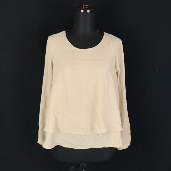 送料込★ZARA★長袖ブラウス/カットソー/丸襟【レディースXS/ベージュ】Aライン/ザラ ベーシック◆BF396拍卖