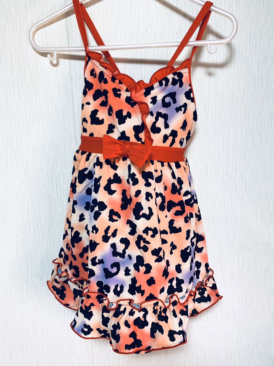 【新品タグ付き】タイダイヒョウ柄キャミワンピ型水着♪~120~拍卖