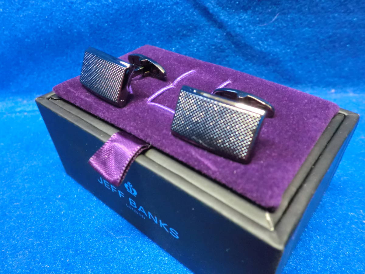 ■大阪 堺市 引き取り歓迎!■未使用・美品■JEFF BANKS ジェフバンクス メッシュ シルバー カフスボタン ブラック 送料520円■拍卖