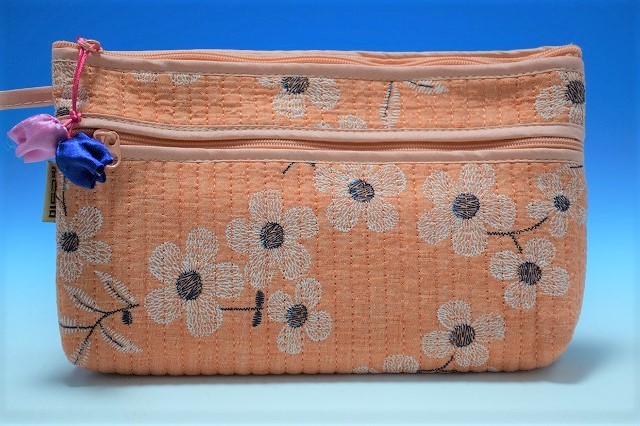 ◆韓国雑貨◆ハマナス柄ポーチ◆オレンジ◆拍卖
