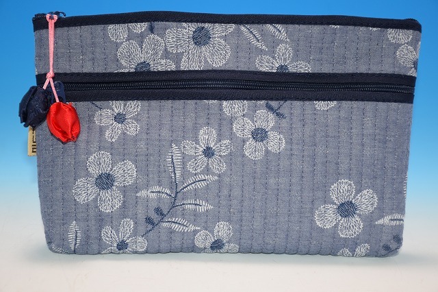 ◆韓国雑貨◆ハマナス柄ポーチ◆グレー◆拍卖
