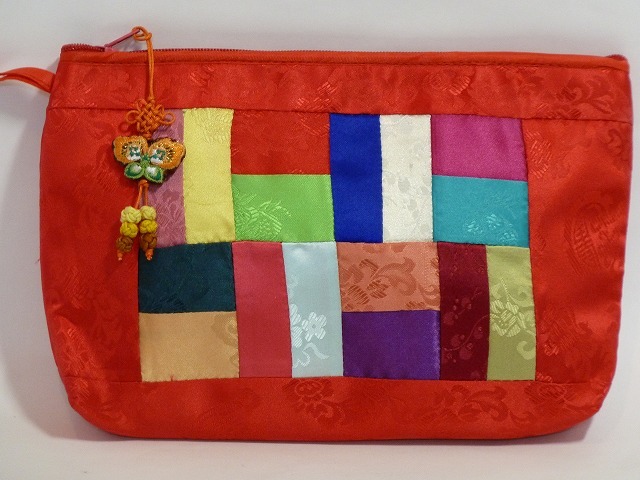 ◆韓国雑貨◆ヤンダンパッチワークポーチ◆レッド◆拍卖