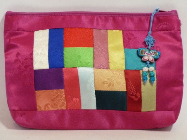 ◆韓国雑貨◆ヤンダンパッチワークポーチ◆ワインレッド◆拍卖