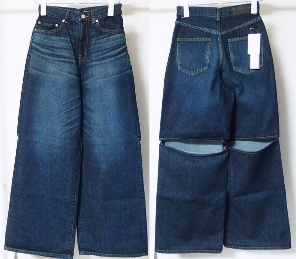 25SS JOHN LAWRENCE SULLIVAN ジョンローレンスサリバン 2C017-0325-22 WASHED DENIM CUT OUT WIDE PANTS カット アウト ワイド デニム S拍卖