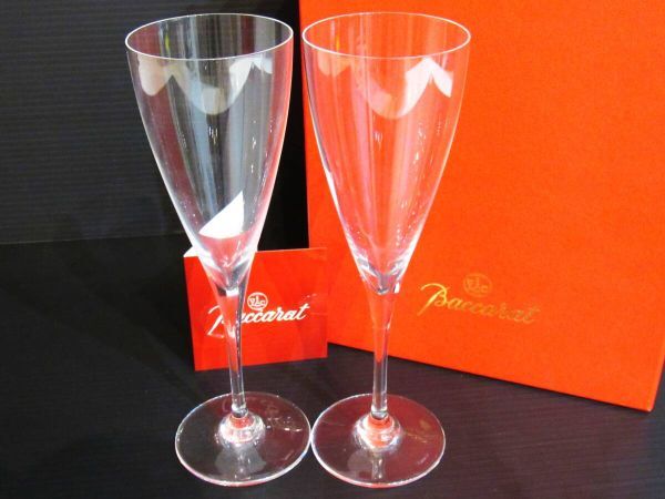 バカラ ドンペリニヨン シャンパンフルート 2客 口径6cm 高さ21cm 箱有 クリスタル グラス バカラグラス コレクション kdKT拍卖