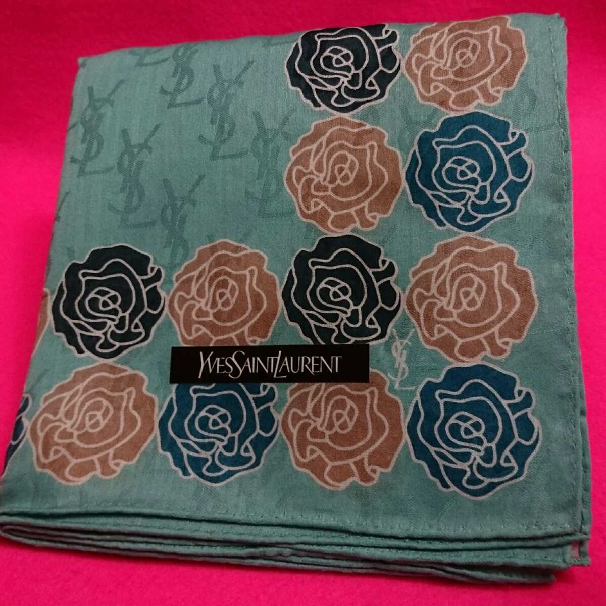 【未使用新品】 YVES SAINT LAURENT イヴサンローラン 大判 ハンカチ 33 8541拍卖