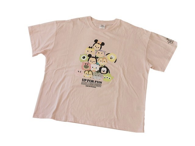 【新品】DISNEY ツムツム Tシャツ レディース【L】ピンク◆ディズニー TSUMTSUM ミッキー ミニー ドナルド パズル ゲーム 女性拍卖