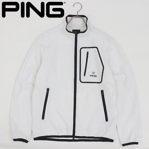 ◆PING ピン ストレッチ ナイロン パイピング Wジップ ジャケット 白 ホワイト×ブラック M拍卖